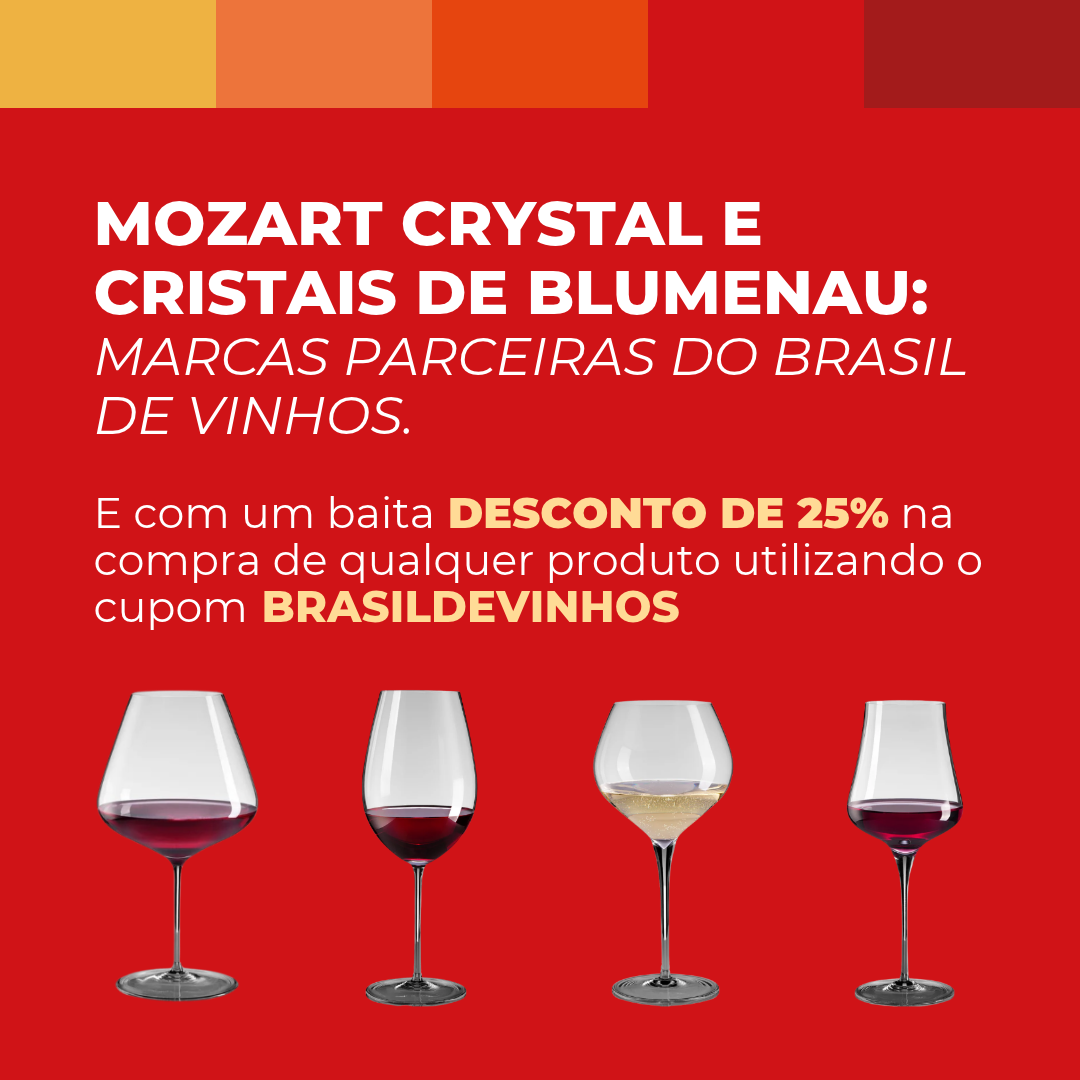 Mozart Crystal e Cristais de Blumenau, marcas parceiras do Brasil de Vinhos: 25% de desconto em qualquer produto com o cupom BRASILDEVINHOS